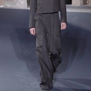 Rick Owens SS17 “WALRUS” Wool-blend Wide Leg Cargo Pants